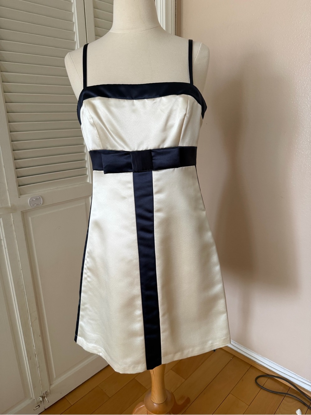 BCBGMaxAzria Ivory Mini Dress with Black Trim